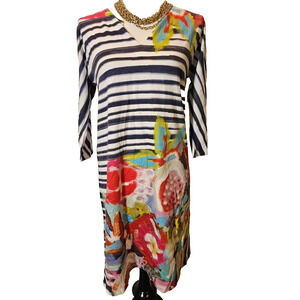ATELIER5 By Gozde Yilmaz Sheath Comfort Dress 3/4 Sleeve Sze S Multicolor Floral